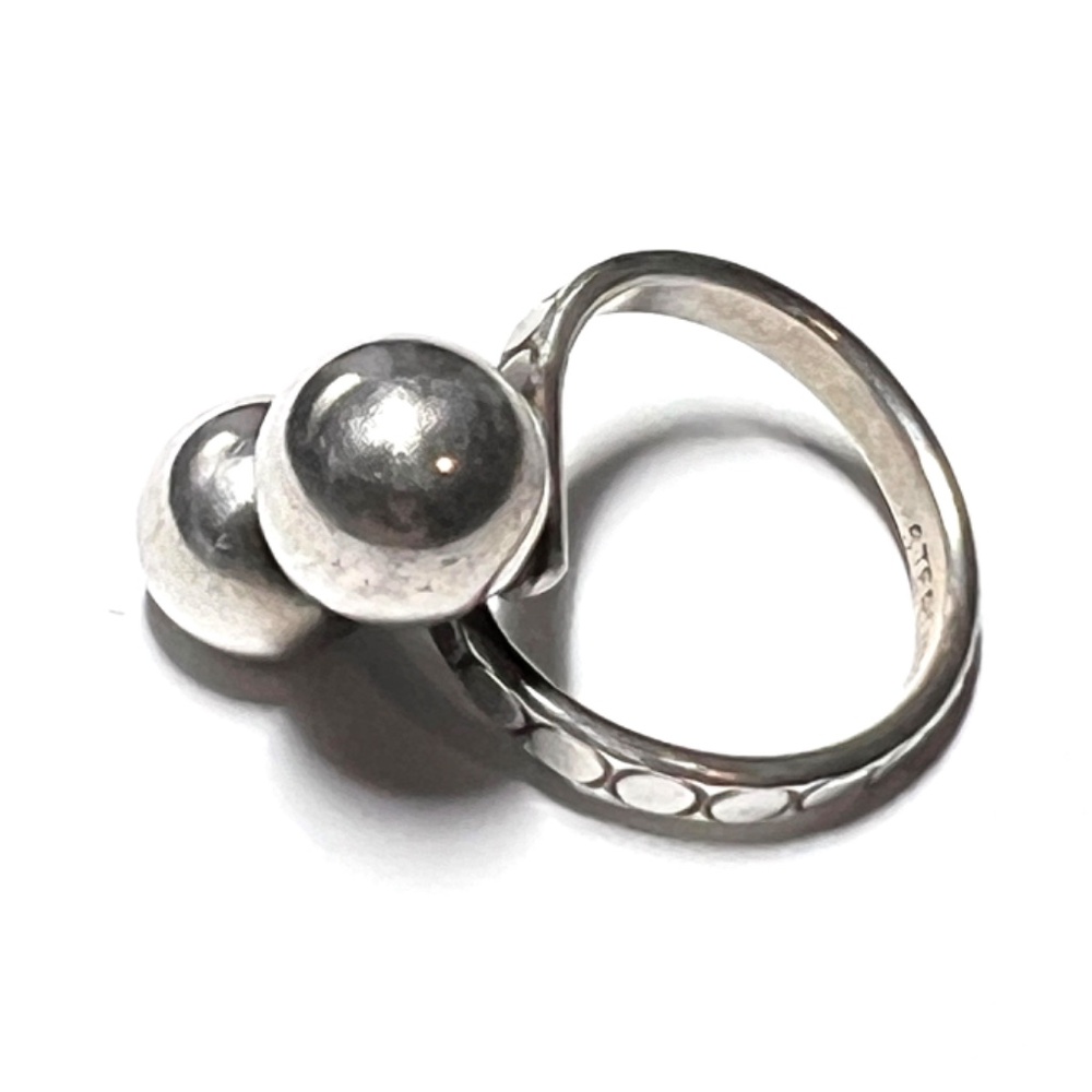 Mid-Century Vintage Sterling Silver Double Ball Ring  1940's - Picture 7 of 11